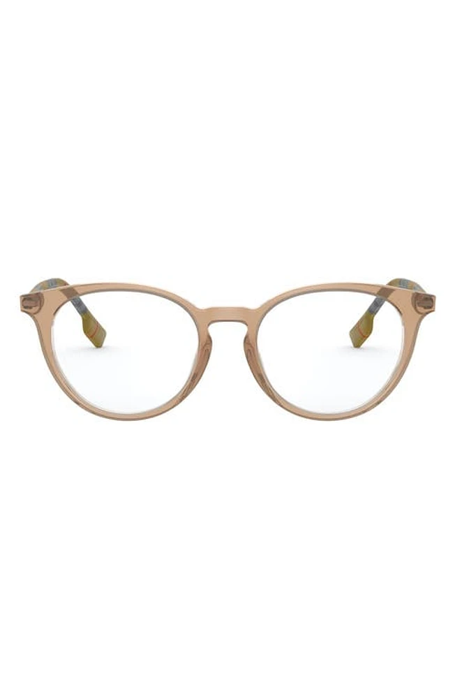 burberry 51mm Round Optical Glasses in Transparent Brown at Nordstrom