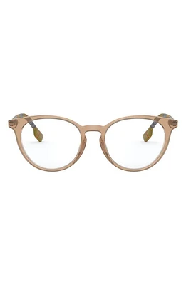 burberry 51mm Round Optical Glasses in Transparent Brown at Nordstrom