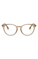 burberry 51mm Round Optical Glasses in Transparent Brown at Nordstrom