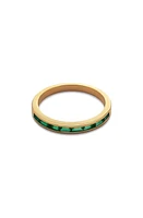 Monica Vinader Mini Baguette Half Eternity Ring 18Ct Gold Vermeil /Green Onyx at