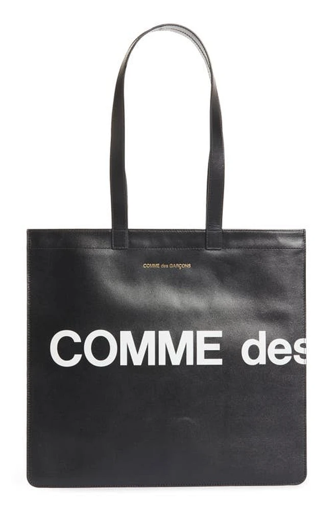 Comme des Garçons Wallets Huge Logo Leather Tote in Black at Nordstrom