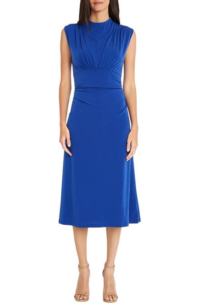 Maggy London Sleeveless Mock Neck Midi Dress Mazarine Blue at Nordstrom,