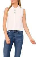 CeCe Embroidered Ruffle Collar Sleeveless Shirt at Nordstrom,