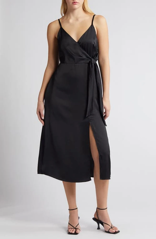 Chelsea28 Side Tie Satin Dress at Nordstrom,