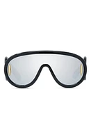 Loewe x Paula's Ibiza 56mm Mask Sunglasses in Shiny Black /Smoke Mirror at Nordstrom