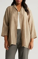 Eileen Fisher Textured High Collar Open Jacket Briar at Nordstrom,