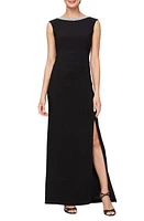 Alex Evenings Embellished Neck Sleeveless Jersey Gown Black at Nordstrom,