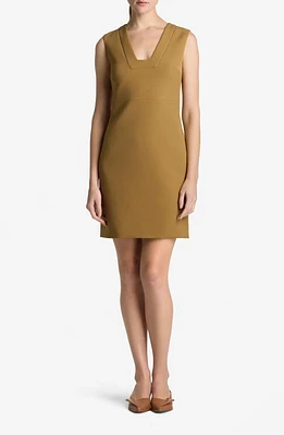 St. John Collection Squared V-Neck Stretch Crepe Dress Hazel at Nordstrom,