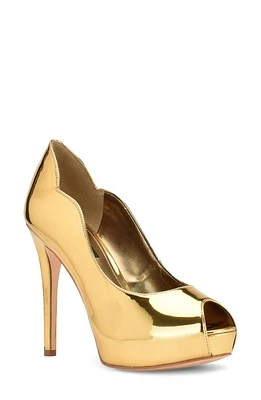 Nine West Hilare Peep Toe Platform Pump Bronze 750 at