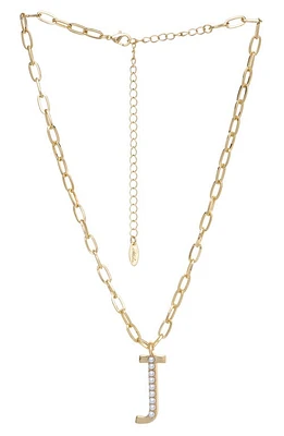 Ettika Imitation Pearl Initial Pendant Necklace in Gold- J at Nordstrom