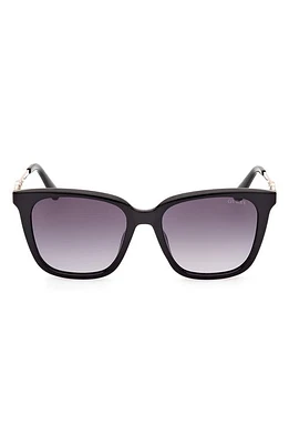 GUESS 53mm Square Sunglasses in Shiny Black /Gradient Smoke at Nordstrom