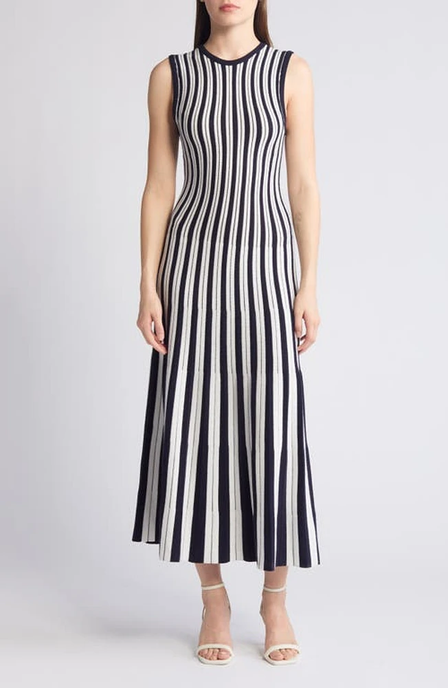 ZOE AND CLAIRE Stripe Midi Sweater Dress Navy/Ivory at Nordstrom,