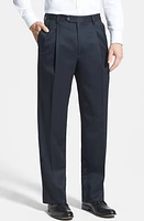 Berle Pleated Classic Fit Wool Gabardine Dress Pants Navy at Nordstrom, X