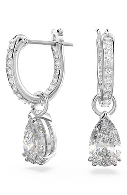 Swarovski Millenia Pear Crystal Drop Huggie Hoop Earrings in Silver at Nordstrom