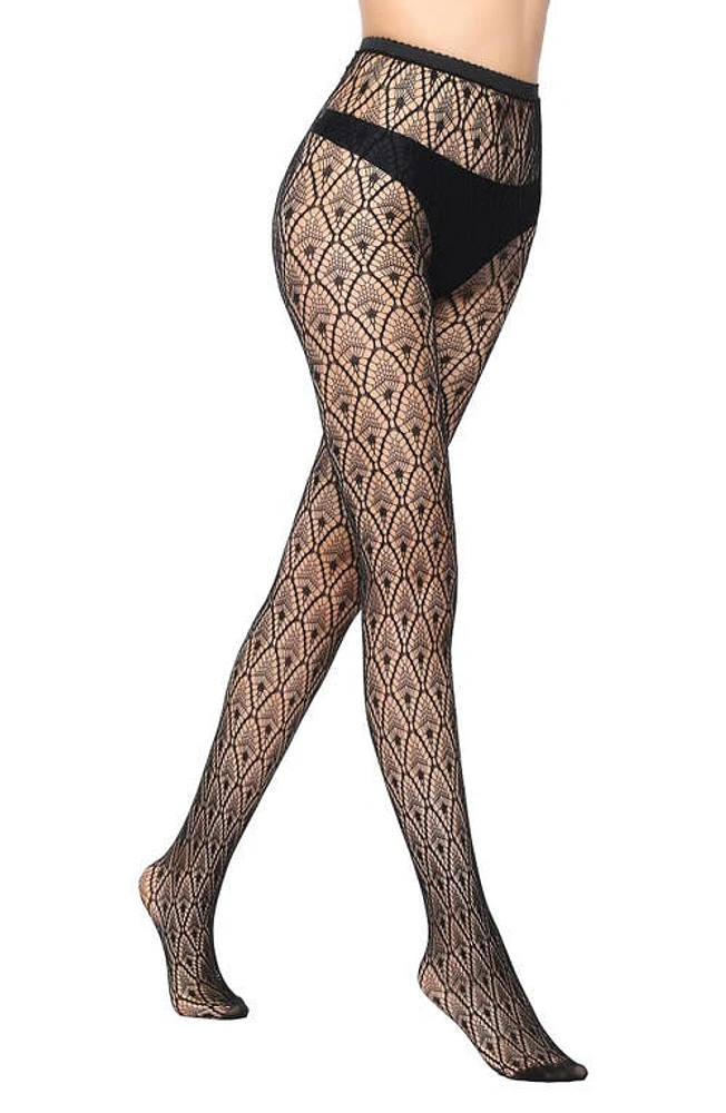 Stems Frond Fishnet Tights in Black at Nordstrom