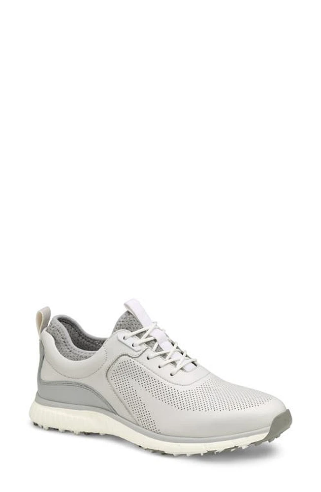 Johnston & Murphy XC4 H1 Luxe Hybrid Waterproof Golf Sneaker White/Gray Grain at Nordstrom,