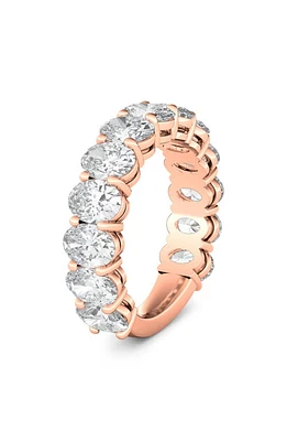 HauteCarat 3/4 Oval Cut Lab Created Diamond Eternity Ring in Rose Gold at Nordstrom