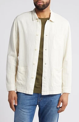 Rails Ambrose Solid Cotton & Linen Shirt Jacket Ecru at Nordstrom,