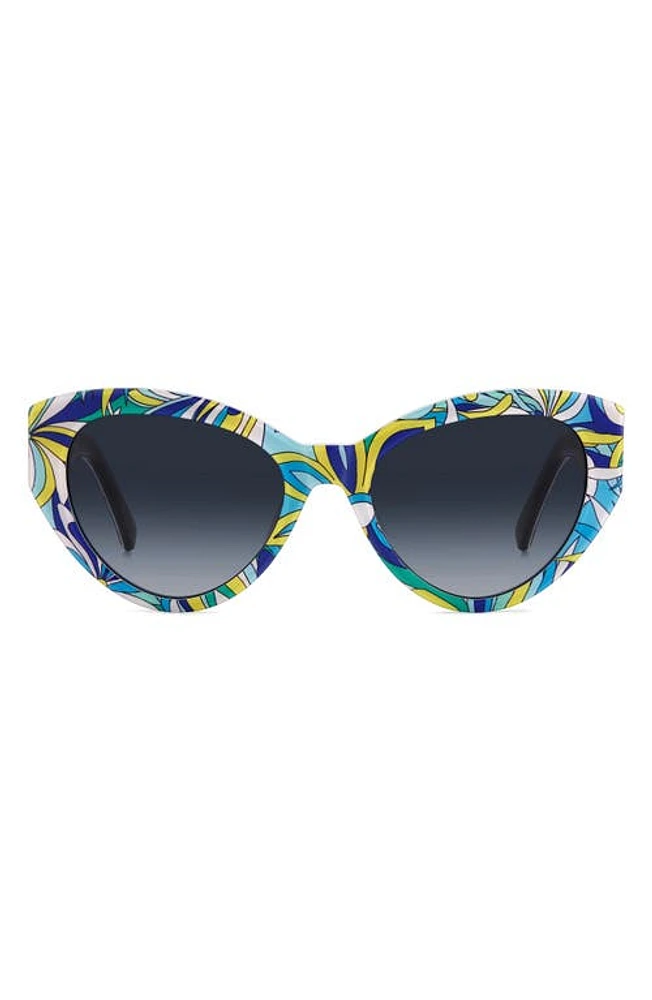 Kate Spade New York paisleigh 55mm gradient cat eye sunglasses in Blue Pattern/Grey at Nordstrom