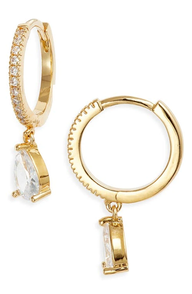 Nordstrom Demi Fine Cubic Zirconia Drop Huggie Hoop Earrings in 14K Gold Plated at Nordstrom