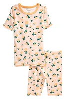 Nordstrom Kids' Print Fitted Two-Piece Short Pajamas Pink English Citrus Fruit at Nordstrom,