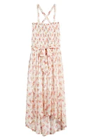 Ava & Yelly Kids' Floral Smocked Bodice High-Low Sundress Pink/White Multi at Nordstrom,