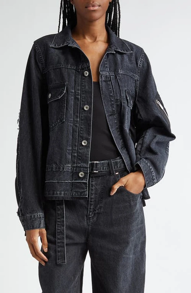 Sacai Denim & Nylon Twill Jacket Black 001 at