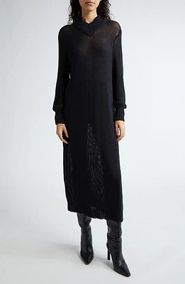 Interior The Drew Cotton & Silk Sweater Dress Black at Nordstrom,