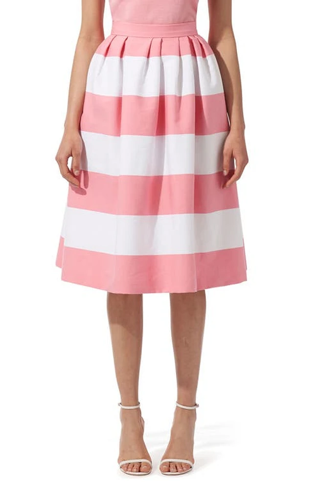 Carolina Herrera Stripe Cotton Blend Skirt Shell Pink Multi at Nordstrom,