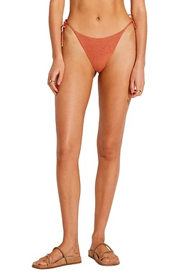 Vitamin A Elle Metallic Side Tie Bikini Bottoms Terracotta at Nordstrom,