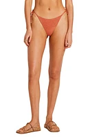 Vitamin A Elle Metallic Side Tie Bikini Bottoms Terracotta at Nordstrom,