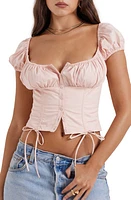 HOUSE OF CB Kitty Puff Sleeve Corset Crop Top at Nordstrom,