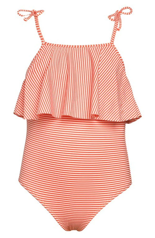 Hobie Kids' Sailor Flounce One-Piece Swimsuit Poppy at Nordstrom,