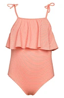 Hobie Kids' Sailor Flounce One-Piece Swimsuit Poppy at Nordstrom,