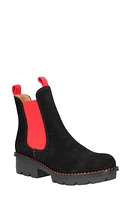 L'Amour des Pieds Harisha Lug Chelsea Boot in Black/Red Suede at Nordstrom, Size 9