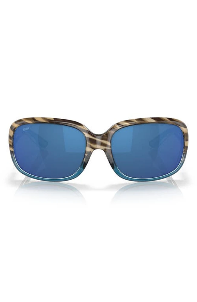 Costa Del Mar Gannet 58mm Mirrored Polarized Pillow Sunglasses in Blue Mirror at Nordstrom