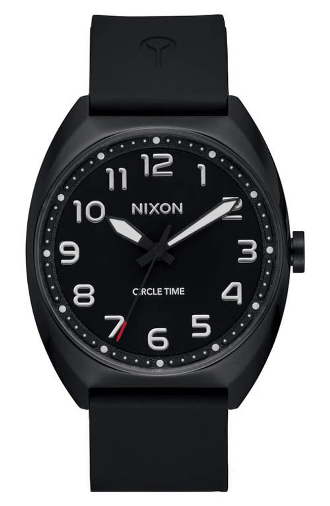 Nixon Mullet Silicone Strap Watch in Black /Black at Nordstrom