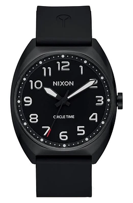 Nixon Mullet Silicone Strap Watch in Black /Black at Nordstrom