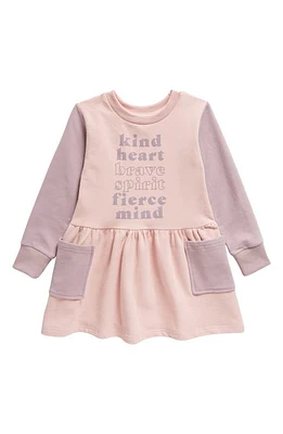 TINY TRIBE Kids' Kind Heart Long Sleeve Colorblock Dress in Cream at Nordstrom, Size 6