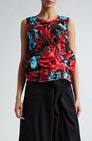 Comme des Garçons Floral Ruched Satin Top 4 Pattern at Nordstrom,