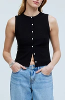 Madewell Split Crewneck Cardigan Tank True Black at Nordstrom,