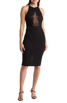 bebe Peekaboo Lace Sheath Dress in Black at Nordstrom, Size Large