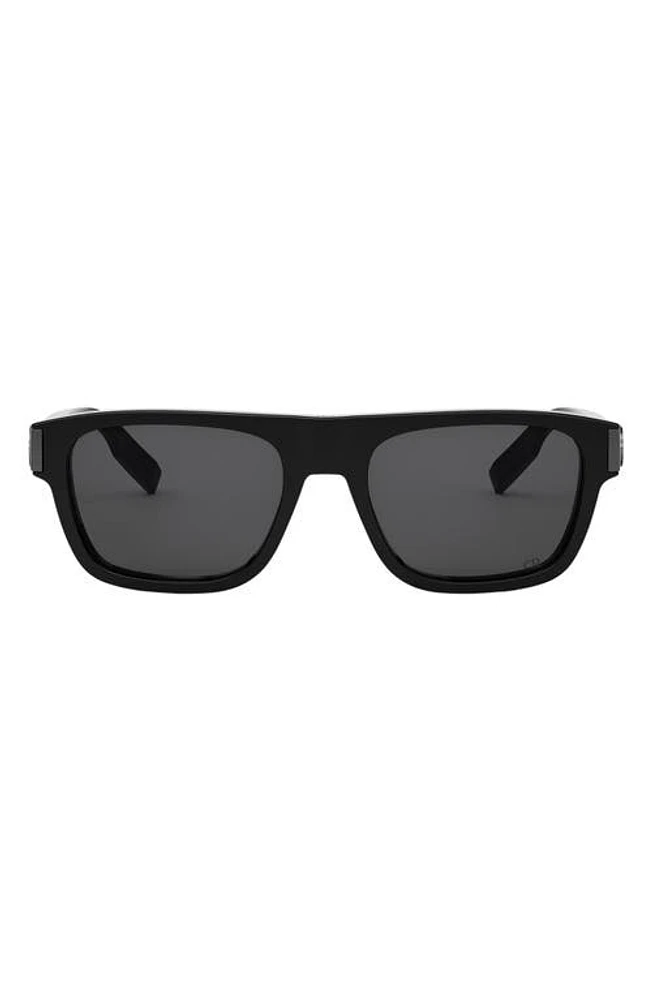 DIOR CD Icon S3I 55mm Square Sunglasses in Shiny Black /Smoke at Nordstrom