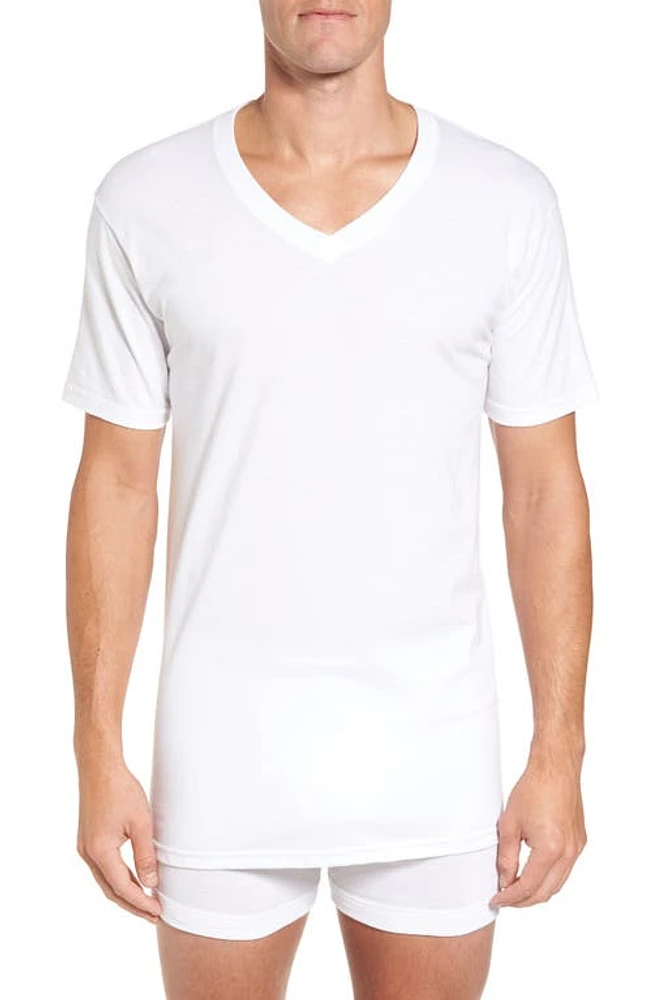 Nordstrom 4-Pack Regular Fit Supima Cotton V-Neck T-Shirts White at Nordstrom,