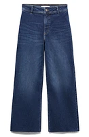 MANGO Wide Leg High Waist Jeans Dark Blue at Nordstrom,