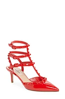 Valentino Garavani Rockstud T-Strap Pointed Toe Pump Ju5 Rouge Pur at Nordstrom,