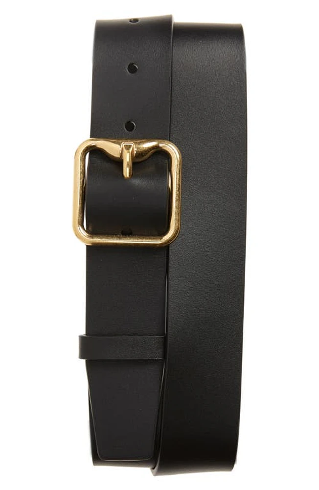 burberry B-Buckle Leather Belt Black/Gold at Nordstrom, Eu