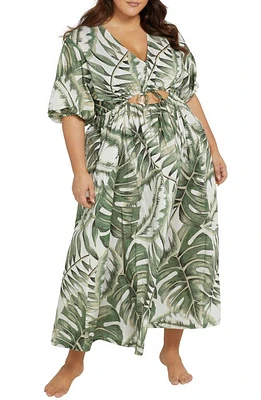 Artesands Deliciosa Alcedo Cutout Cover-Up Dress Green White at Nordstrom, Us