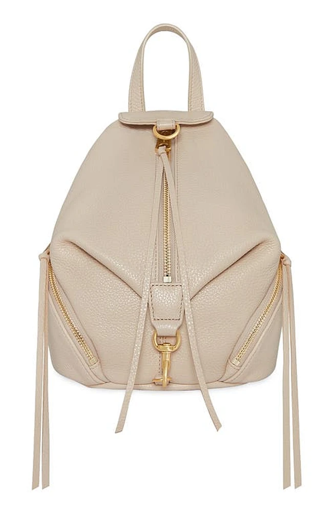 Rebecca Minkoff Mini Julian Pebbled Leather Convertible Backpack in Stone at Nordstrom