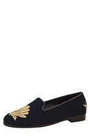 ByPaige BY PAIGE Needlepoint Metallic Gold Scallop Flat Gold/Navy at Nordstrom,